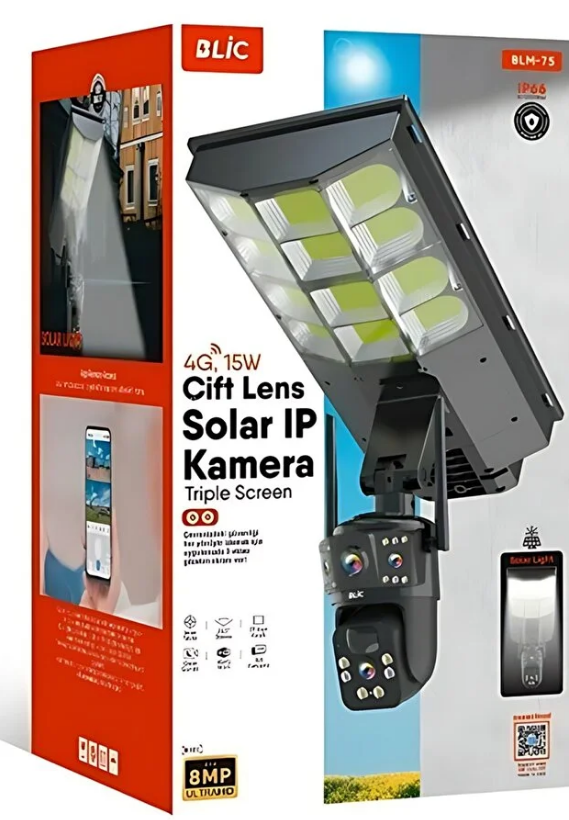 Blic BLM-75 - 4G 15W Güneş Enerjili 8MP Çift Lensli IP Kamera
