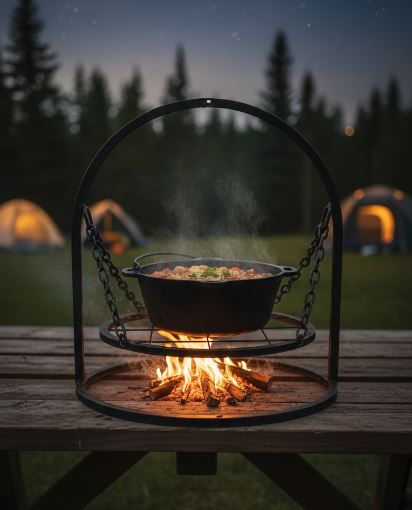 Ultimate Kamp Ateşi Standı ve Asılı Kazan Tutucu Izgara/Tencere Sehpası