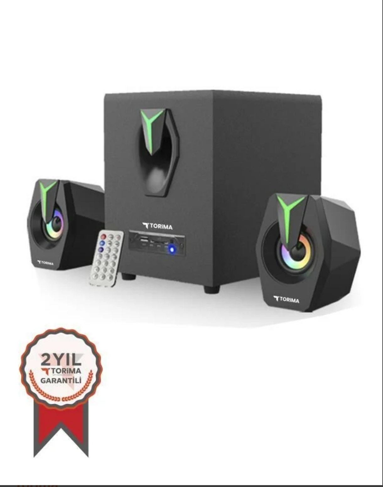 Torima D38 Siyah Bluetooth Hoparlör 2in1 Subwoofer RGB Işıklı