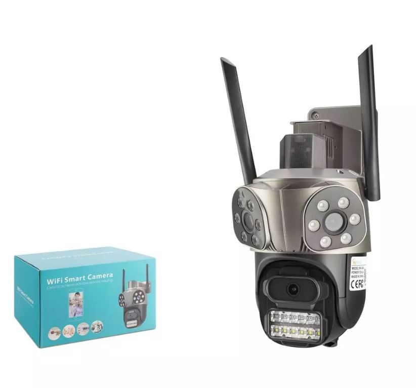 3 Kameralı Wifi Alarmlı Sirenli Sesli Akıllı Güvenlik Kamerası ve 1.5A Adaptör