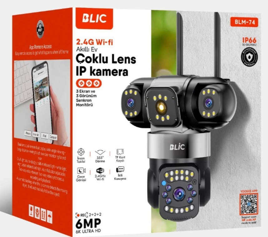 BLIC BLM-74 Wifi 6K 2 Sabit 1 355 Derece IP Kamera